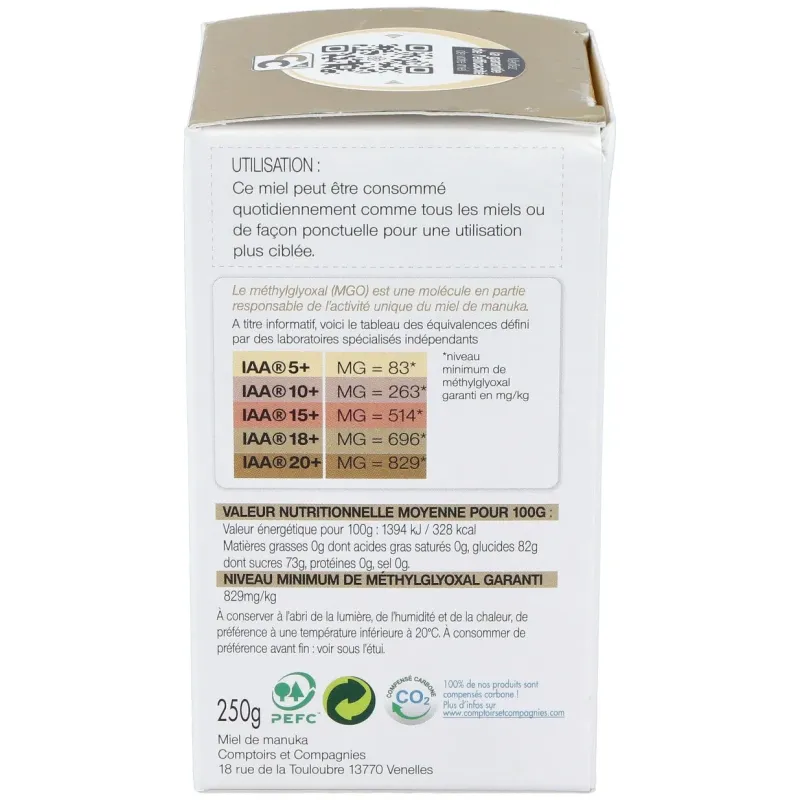 Comptoirs et compagnies miel manuka iaa20+ 250g | Farmacia Barata