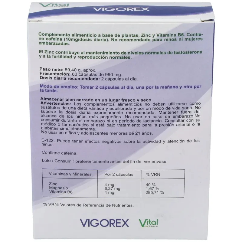 Vital ballance vigorex 60caps | Farmacia Barata