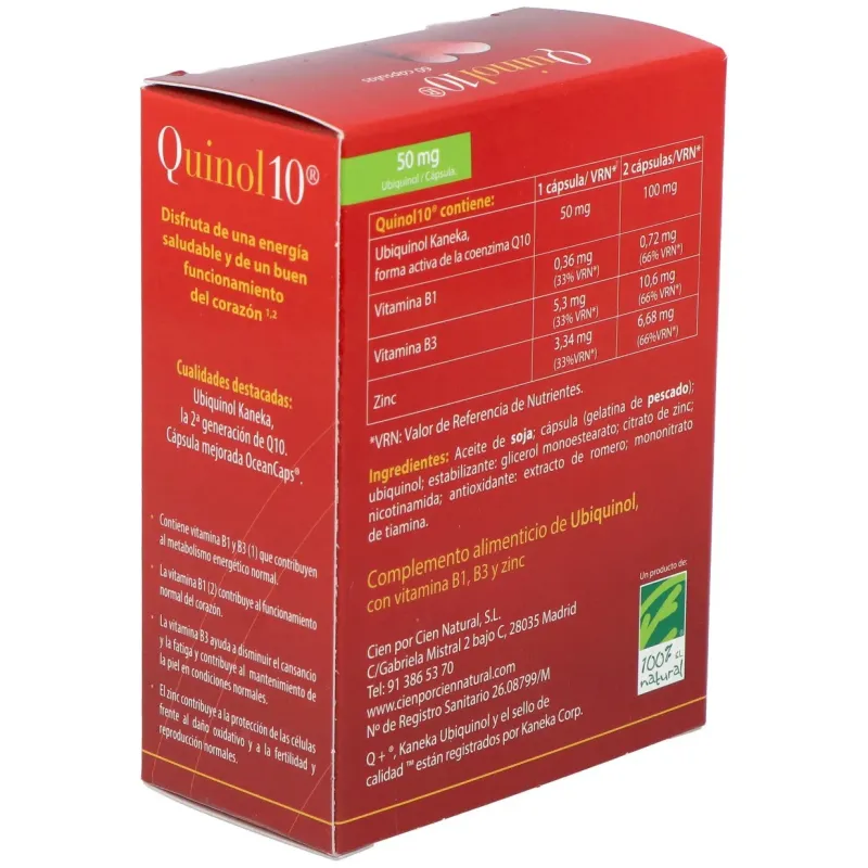 100% natural quinol10 50mg 60caps | Farmacia Barata