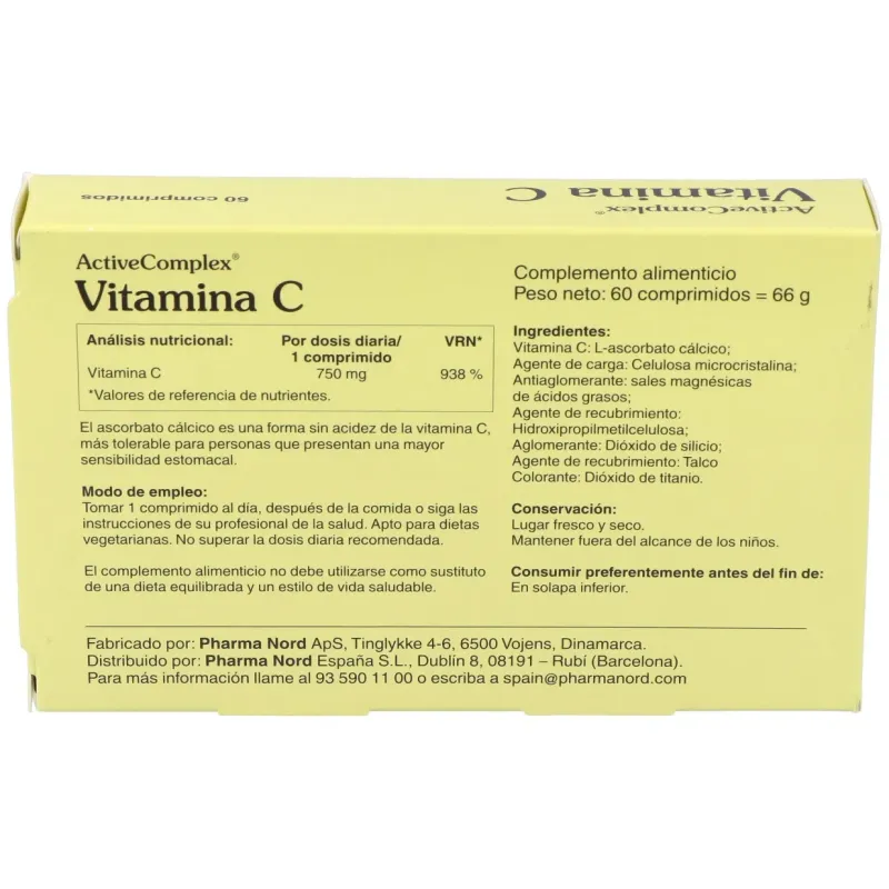 Activecomplex vitamina c ascorbato cálcico 60comp | Farmacia Barata