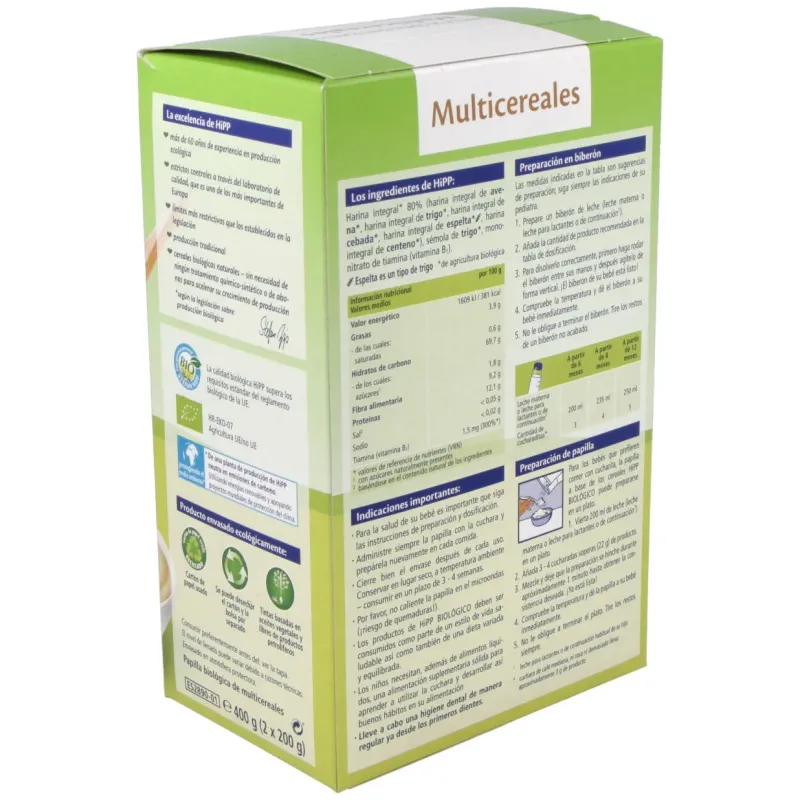 Papilla multicereales 400gr. bio s/a | Farmacia Barata