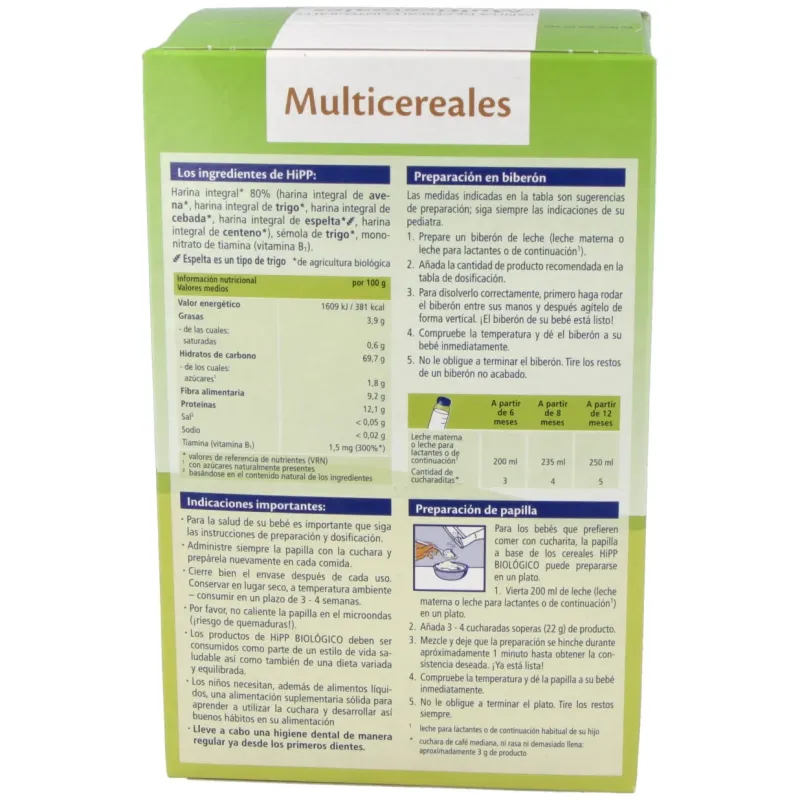 Papilla multicereales 400gr. bio s/a | Farmacia Barata