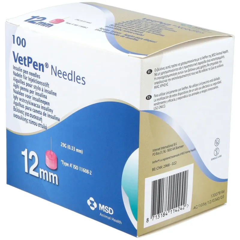 Vetpen needles 12mm 100/box 449 (ndr) | Farmacia Barata