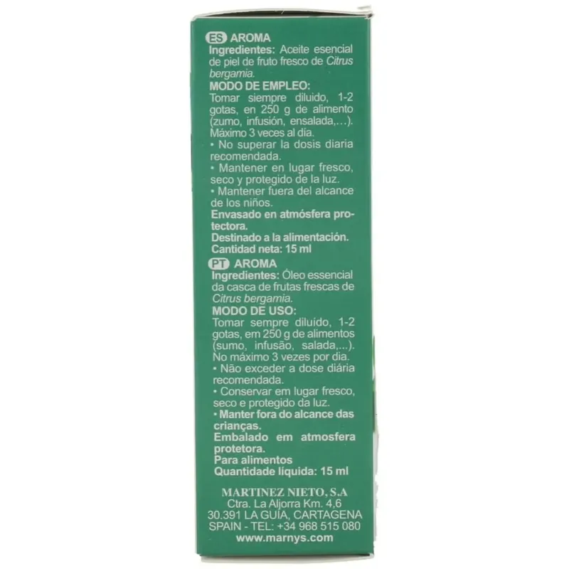 Marnys aceite esencial alimentario de bergamota estuche 15ml | Farmacia Barata