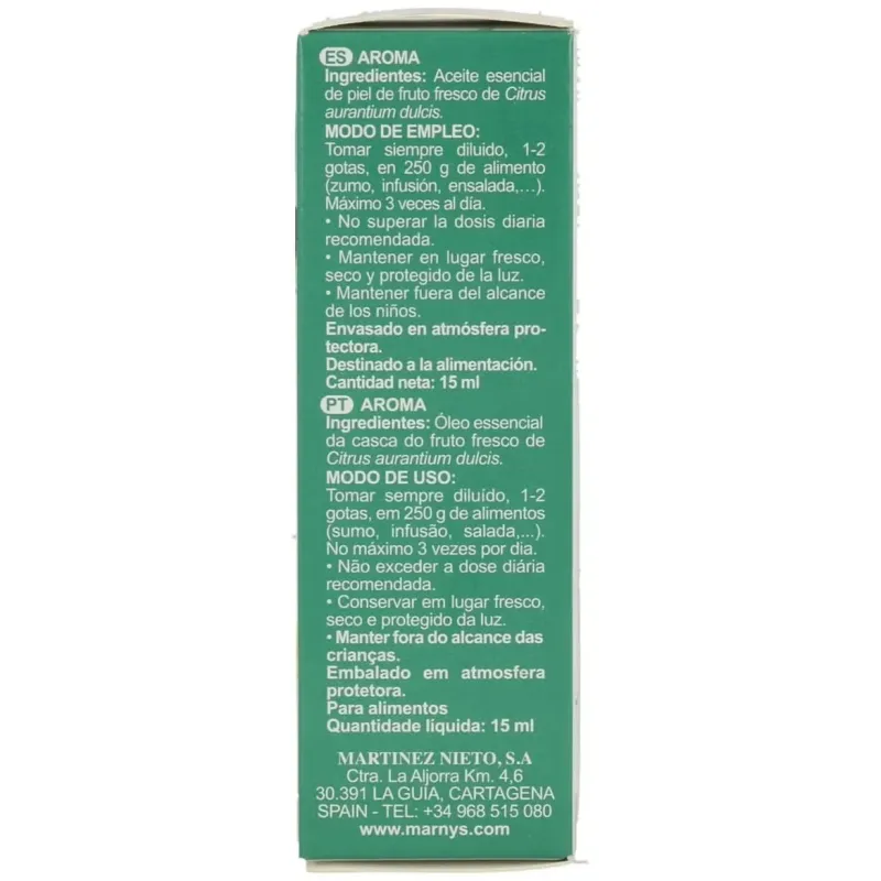 Marnys aceite esencial alimentario de naranja estuche 15ml | Farmacia Barata