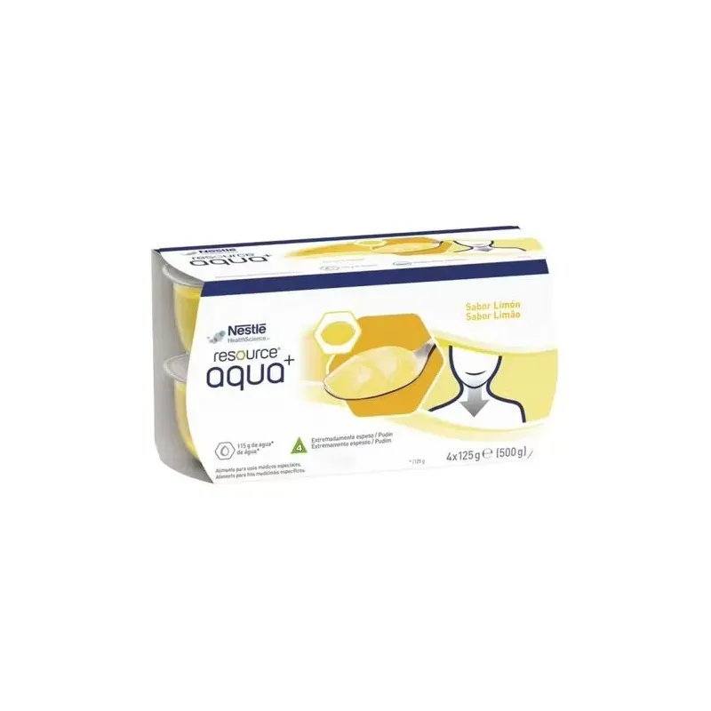 Resource aqua+ agua gelificada limón 4x125g | Farmacia Barata