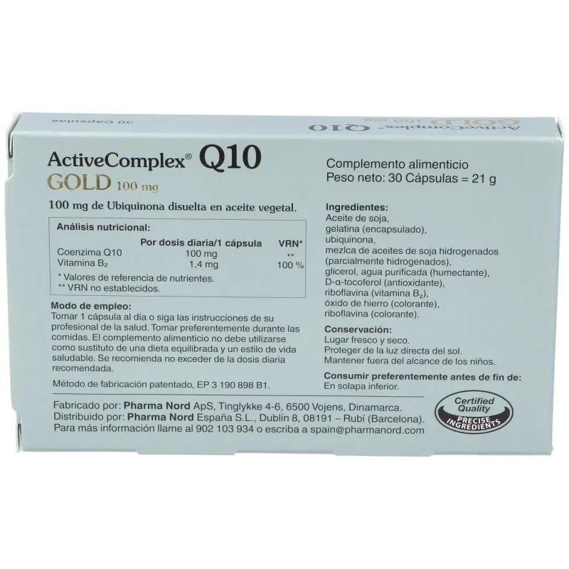 Activecomplex q10 gold 100mg. 30cap. | Farmacia Barata