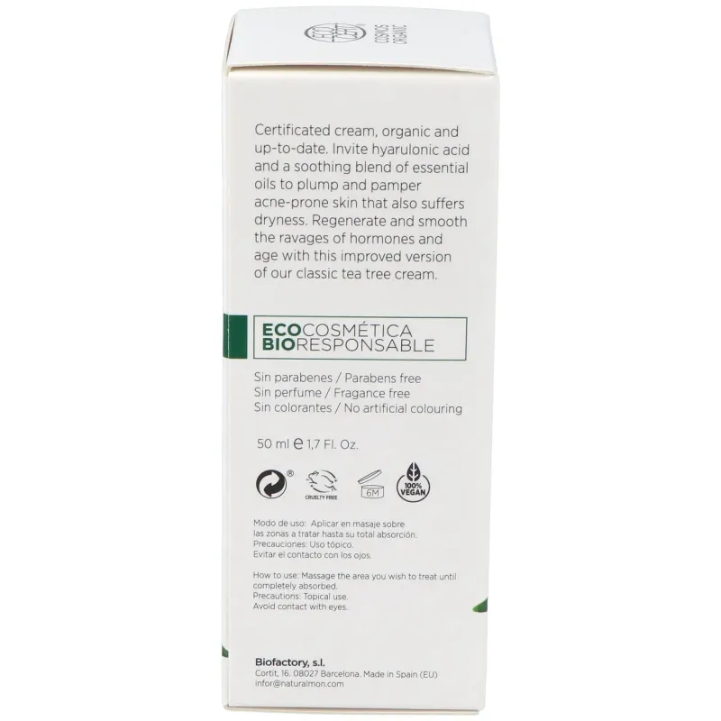 Crema facial arbol del te y ac. hialur. 50ml. bio | Farmacia Barata