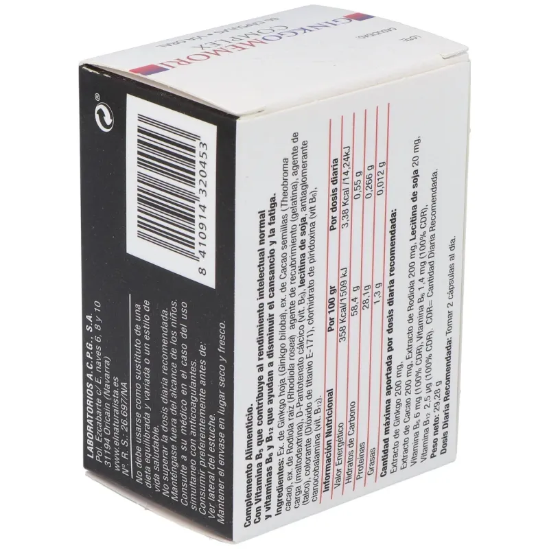 El naturalista ginkgo memori complex 60caps | Farmacia Barata