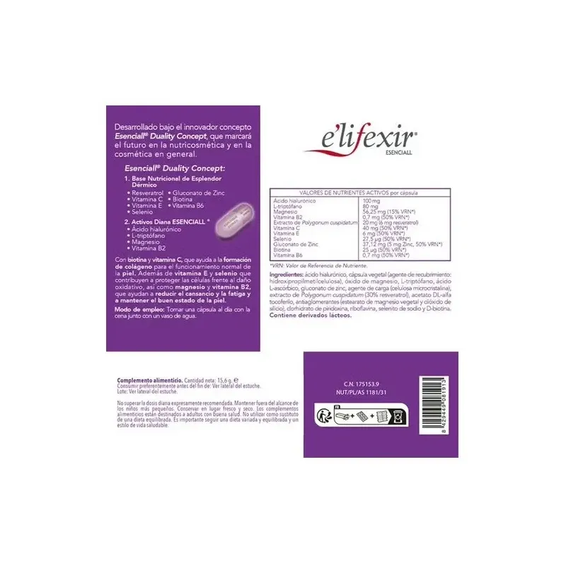 Elifexir esenciall coctel belleza nocturna 30cap. | Farmacia Barata Elifexir esenciall coctel belleza nocturna 30cap. | Farmacia Barata