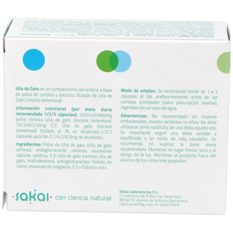 Sakai uña gato 60 cap | Farmacia Barata