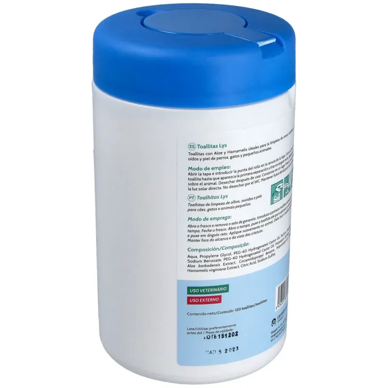 Toallitas lys piel ojos oidos perros y gatos 120ud | Farmacia Barata