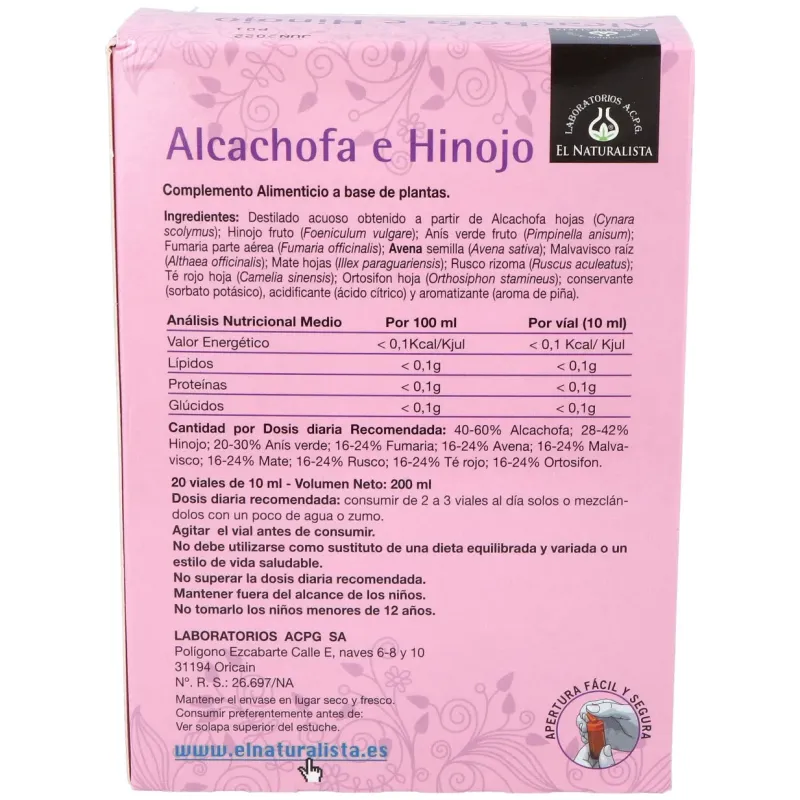 Alcachofa + hinojo (adelgacir) 20viales | Farmacia Barata Alcachofa + hinojo (adelgacir) 20viales | Farmacia Barata