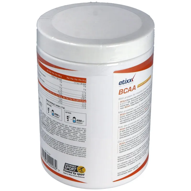 Etixx bcaa powder sabor naranja-mango 300 gr | Farmacia Barata