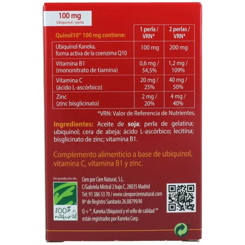 100% natural quinol 10 30 cápsulas | Farmacia Barata