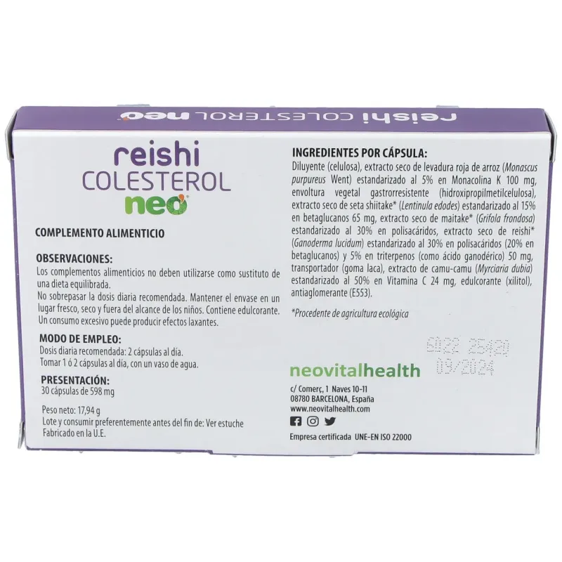 Reishi colesterol neo 30cap. | Farmacia Barata