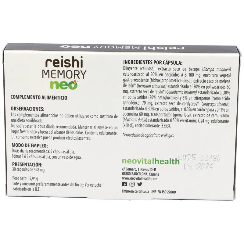 Reishi memory neo 30cap. | Farmacia Barata
