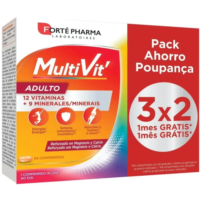Forté pharma multivit adulto 84comp | Farmacia Barata Forté pharma multivit adulto 84comp | Farmacia Barata