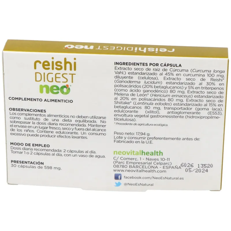 Reishi digest neo 30cap. | Farmacia Barata