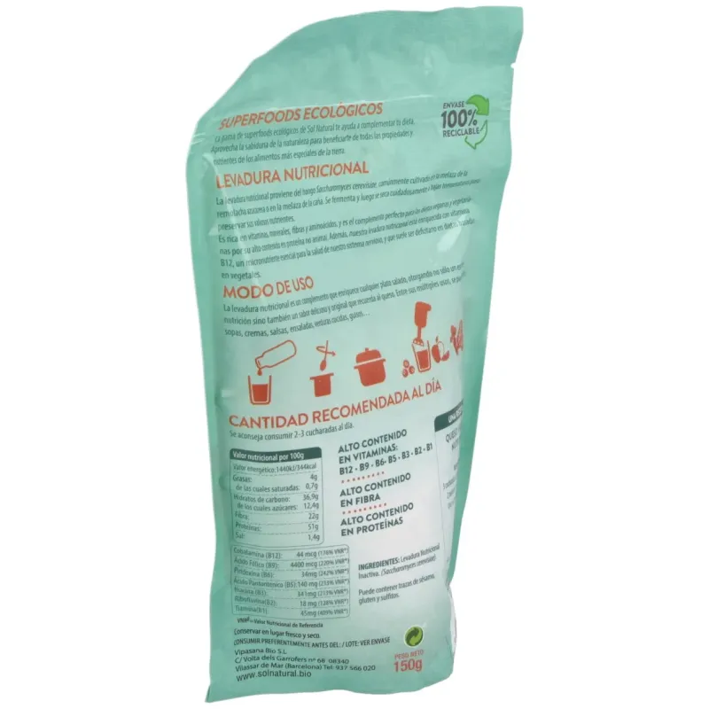 Solnatural levadura nutricional vit.b12 150g | Farmacia Barata