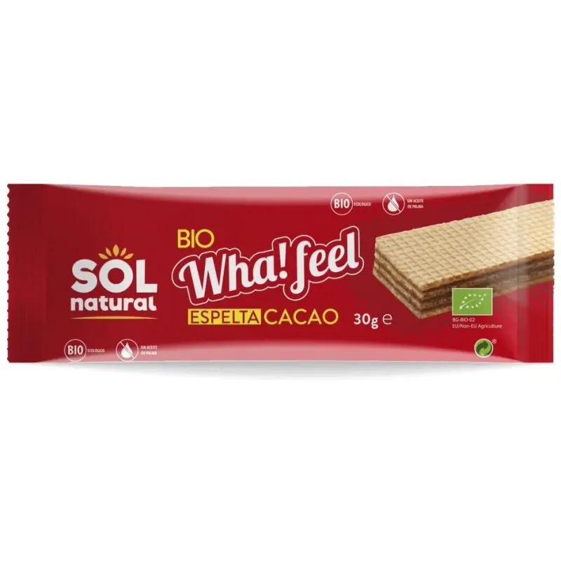 Sol natural wha! feel snack espelta y cacao bio 20x30g | Farmacia Barata Sol natural wha! feel snack espelta y cacao bio 20x30g | Farmacia Barata