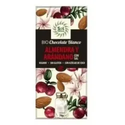 Chocolate blanco almendra arandano tableta 70g bio