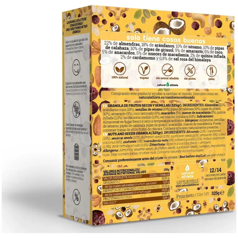Natural athlete granola arándano cardamomo eco 325g | Farmacia Barata Natural athlete granola arándano cardamomo eco 325g | Farmacia Barata