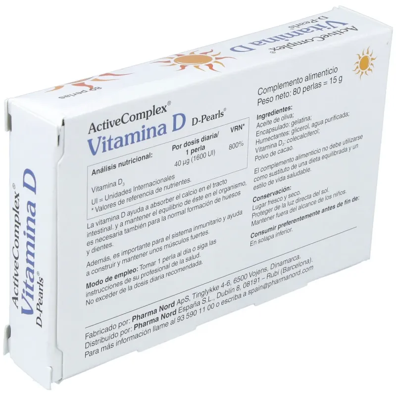 Activecomplex vit. d 40mcg. 1600ui 80perlas | Farmacia Barata