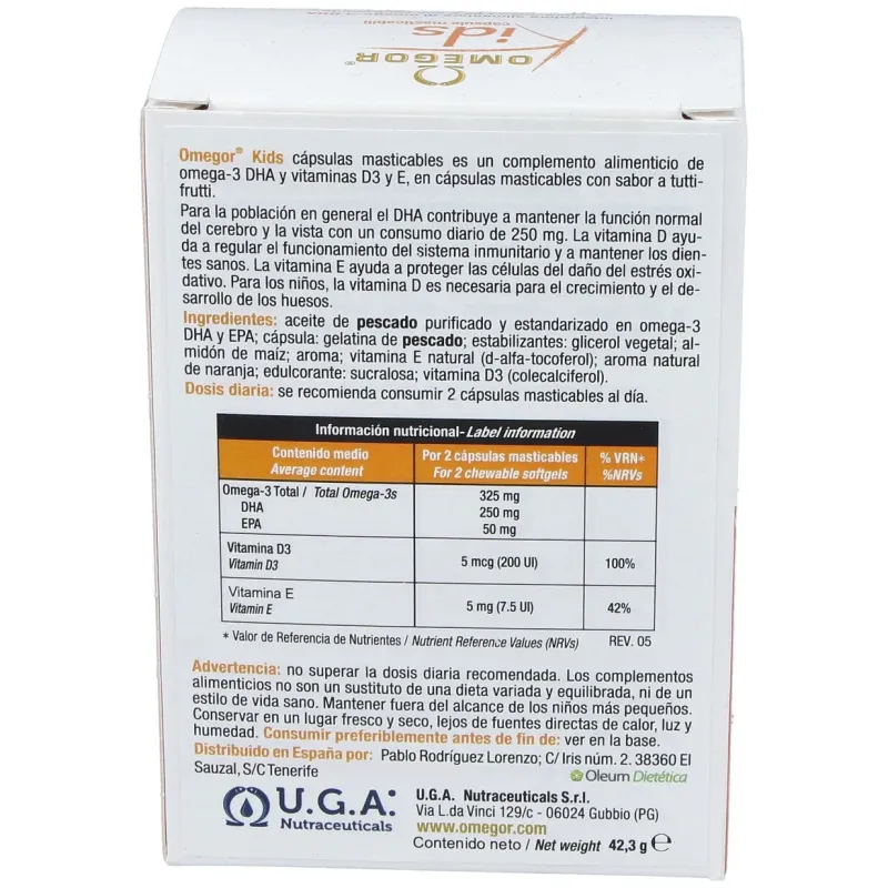 Omegor kids masticable 60cap. | Farmacia Barata