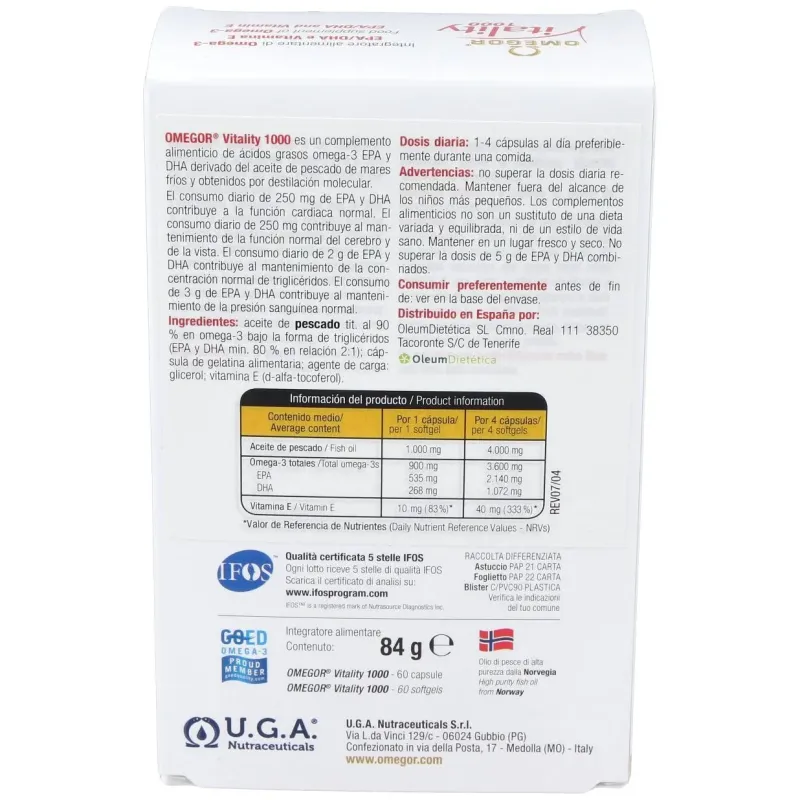 Omegor vitality 1000 60perlas | Farmacia Barata
