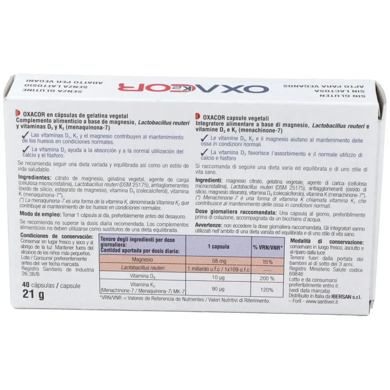 Oxacor k2 40 capsulas | Farmacia Barata