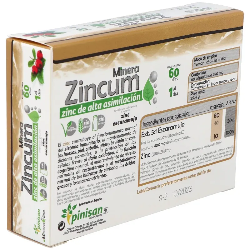 Pinisan minera zincum 60caps | Farmacia Barata