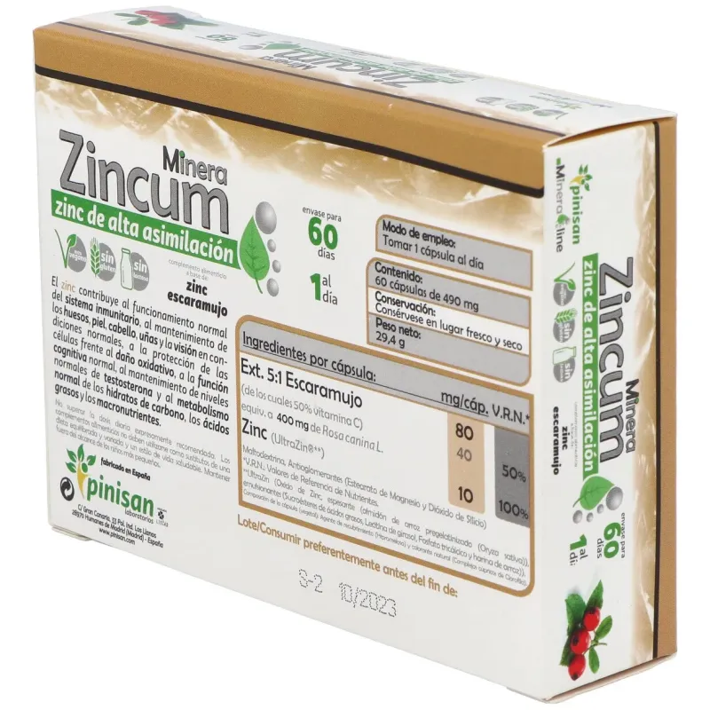 Pinisan minera zincum 60caps | Farmacia Barata