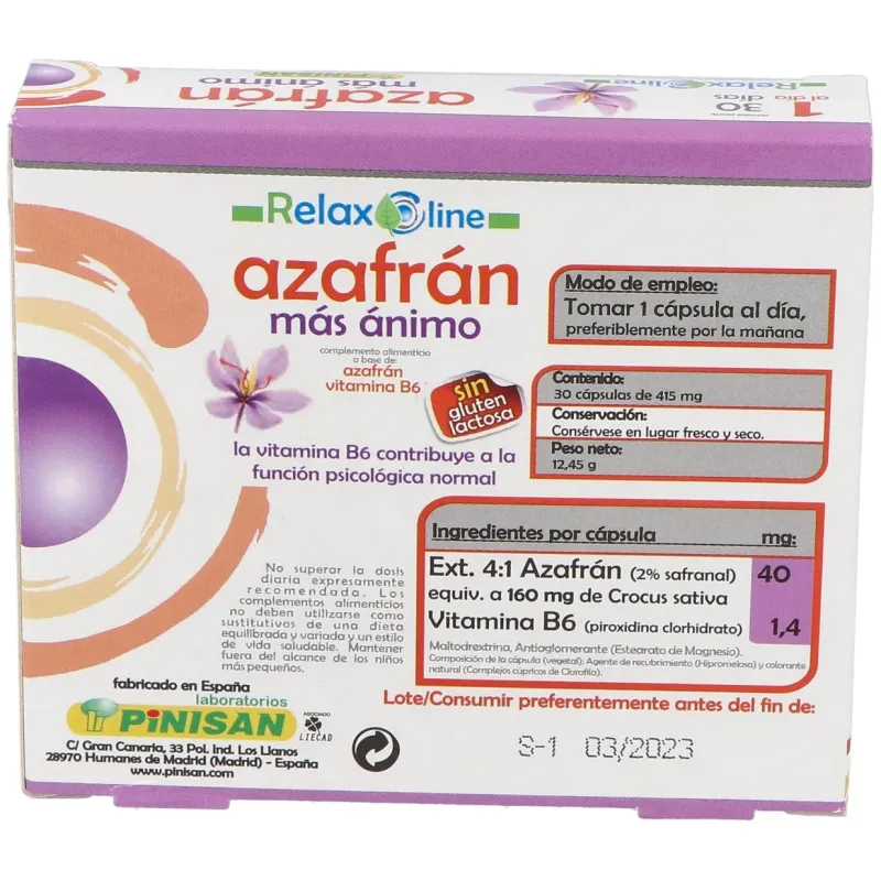 Relax line azafran mas animo 30cap. | Farmacia Barata Relax line azafran mas animo 30cap. | Farmacia Barata
