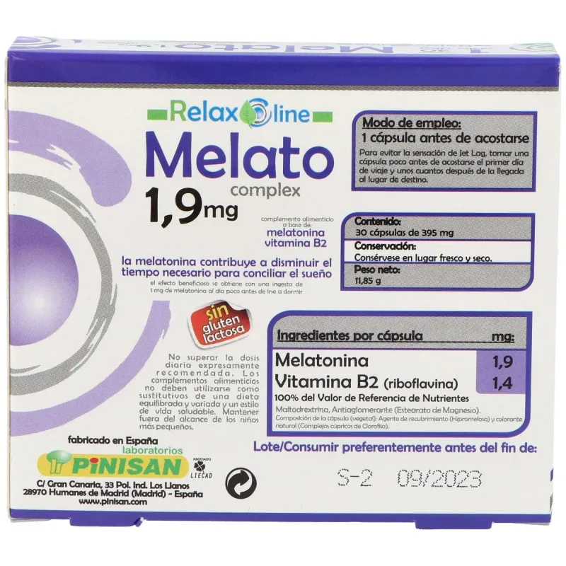 Relax line melato 1,9mg. 30cap. | Farmacia Barata Relax line melato 1,9mg. 30cap. | Farmacia Barata