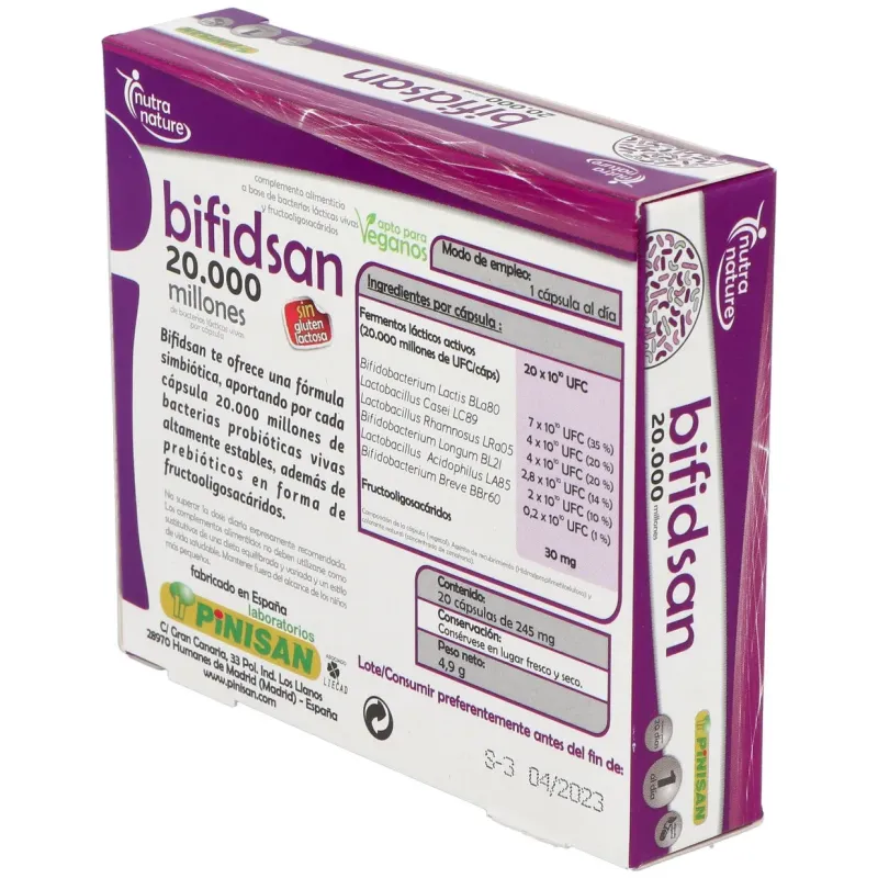 Pinisan bifidsan 20.000 millones de ufc 20 cápsulas | Farmacia Barata