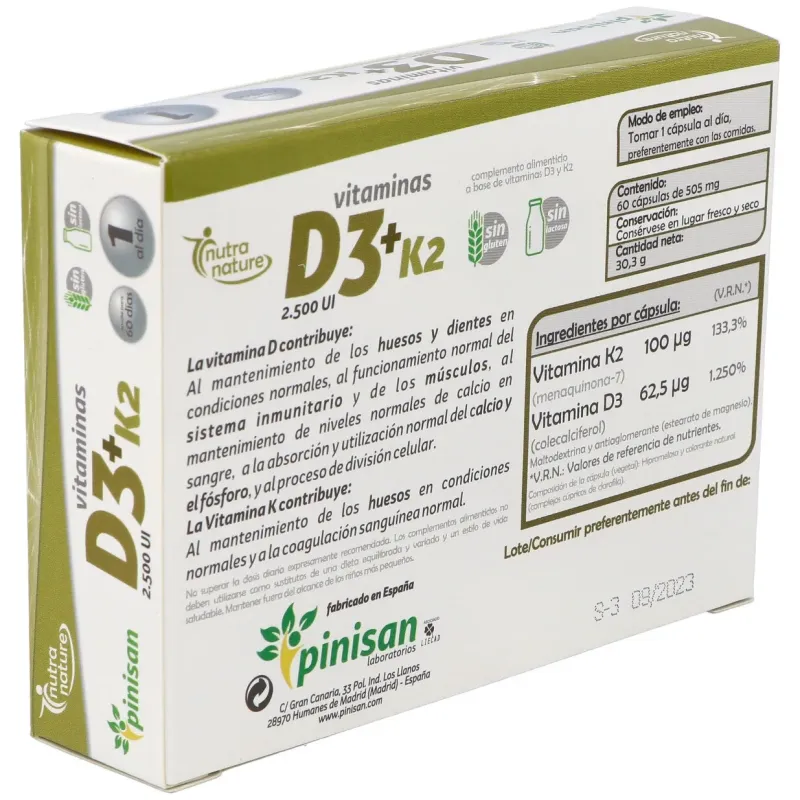 Pinisan nutra nature vitaminas d3 + k2 60caps | Farmacia Barata Pinisan nutra nature vitaminas d3 + k2 60caps | Farmacia Barata