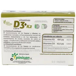 Pinisan nutra nature vitaminas d3 + k2 60caps | Farmacia Barata Pinisan nutra nature vitaminas d3 + k2 60caps | Farmacia Barata