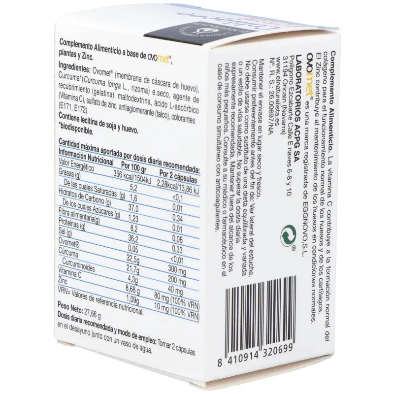 Colageno forte colageno+ovomet+curcuma 60cap. | Farmacia Barata