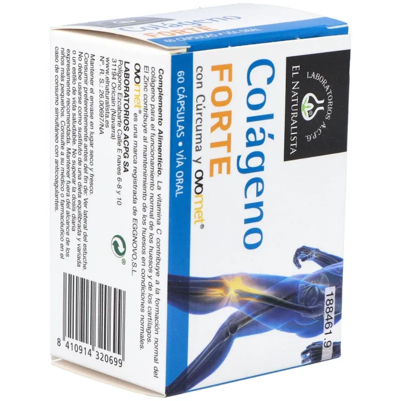 Colageno forte colageno+ovomet+curcuma 60cap. | Farmacia Barata