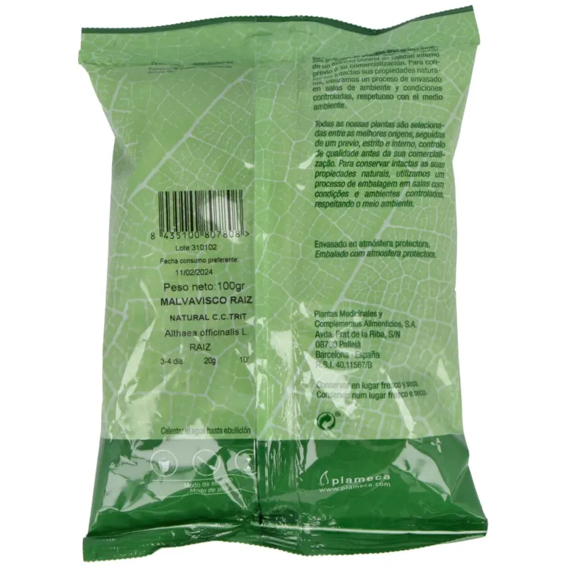 Malvavisco raiz natural c.c trit. bolsa 100gr. | Farmacia Barata
