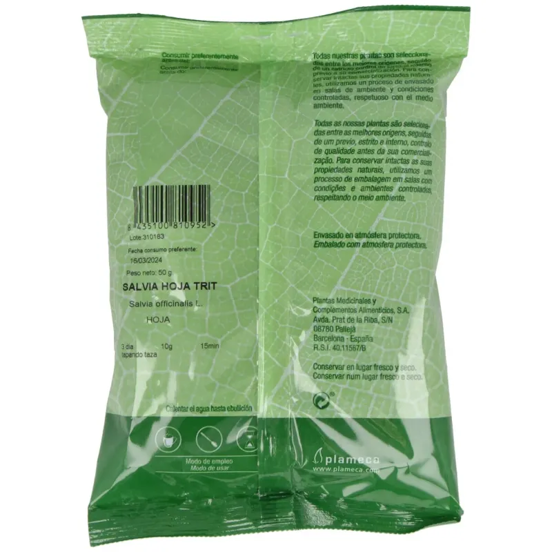 Salvia lavandulifolia hoja trit. bolsa 50gr. | Farmacia Barata Salvia lavandulifolia hoja trit. bolsa 50gr. | Farmacia Barata