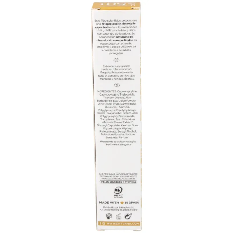 Protector solar dhyvana eco pediatrics® spf50+ | Farmacia Barata