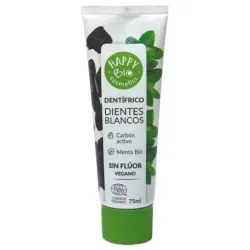 Happy bio cosmetics dentifrico dientes blancos carbon activo-menta 75ml