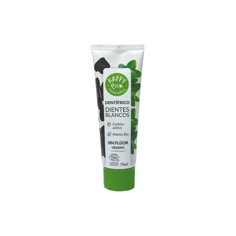 Happy bio cosmetics dentifrico dientes blancos carbon activo-menta 75ml | Farmacia Barata