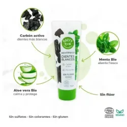 Happy bio cosmetics dentifrico dientes blancos carbon activo-menta 75ml | Farmacia Barata