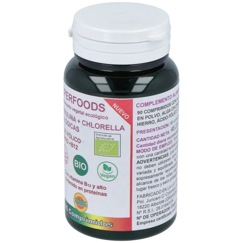 Robis espirulina+chlorella +acido folico+hierro+b12 90comp | Farmacia Barata Robis espirulina+chlorella +acido folico+hierro+b12 90comp | Farmacia Barata