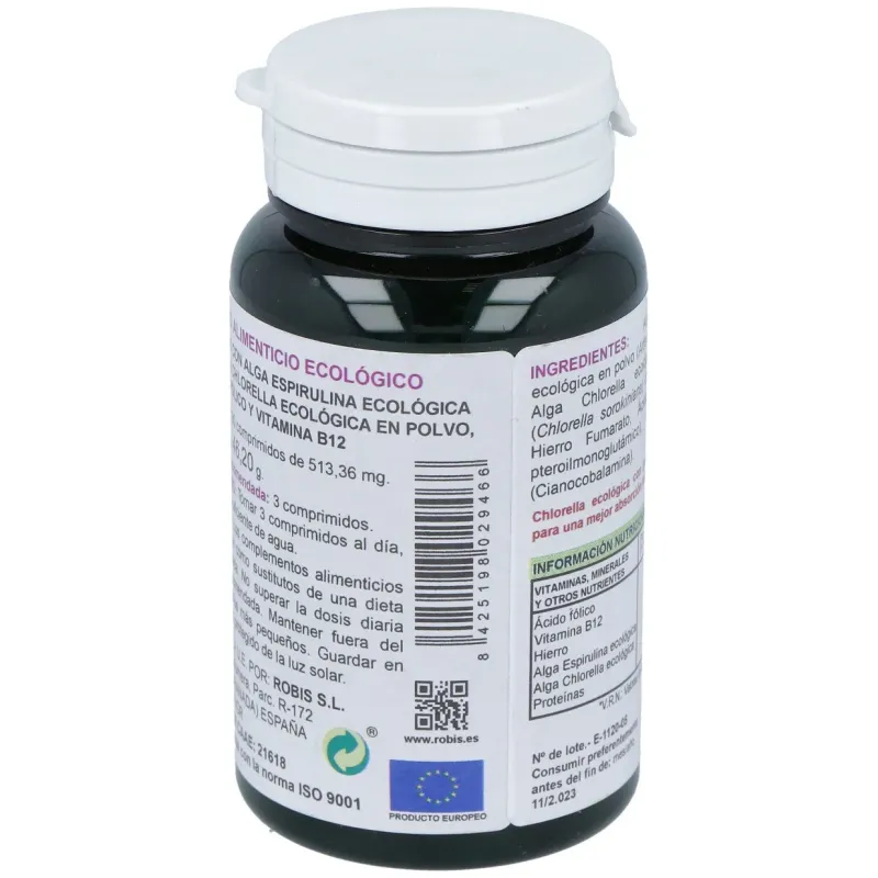 Robis espirulina+chlorella +acido folico+hierro+b12 90comp | Farmacia Barata Robis espirulina+chlorella +acido folico+hierro+b12 90comp | Farmacia Barata