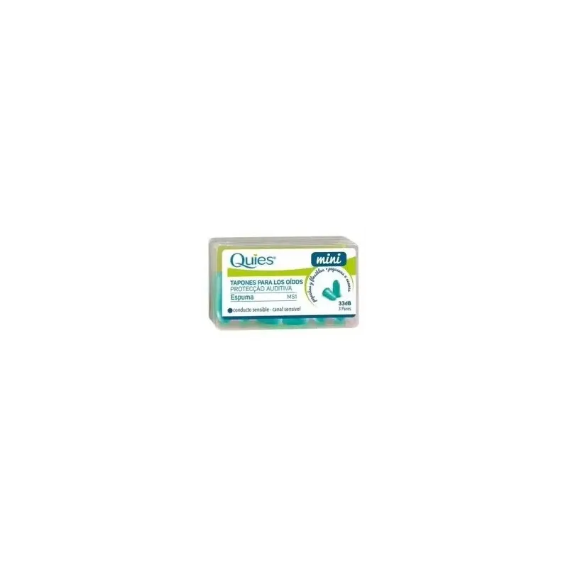 Quies tapón espuma mini 33 db (3 pares) | Farmacia Barata Quies tapón espuma mini 33 db (3 pares) | Farmacia Barata