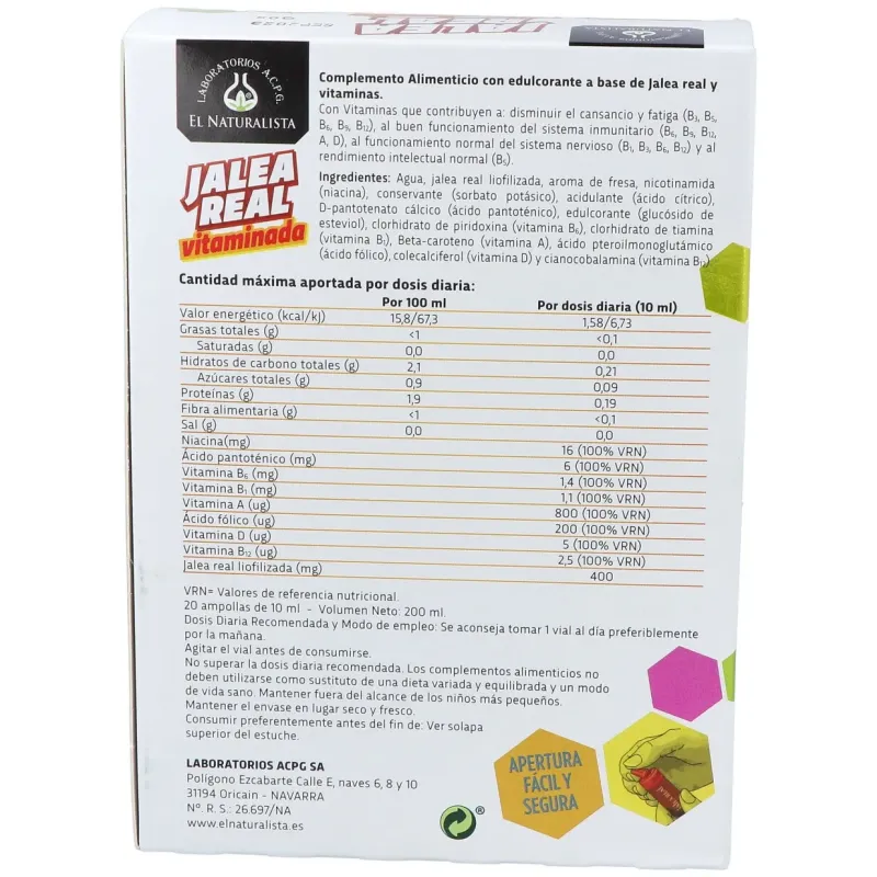 El naturalista jalea real vitaminada 20 ampollas | Farmacia Barata